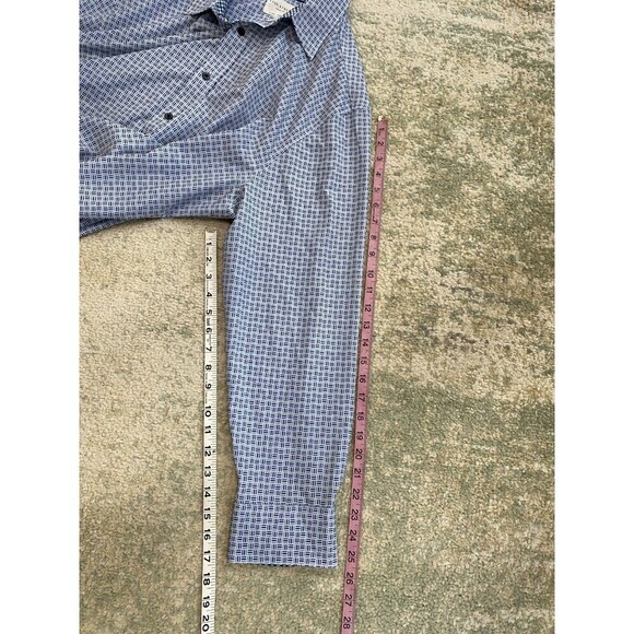 Con.Struct Long Sleeve Button Shirt Mens XXL Blue Plaid Slim Fit 4-Way Stretch - Picture 7 of 9